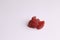 Bunch of dried strawberry candies on a white background