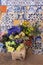 Bunch of flowers and ceramic tiles, Portugal