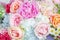 Bunch of flowers, roses and peony, colorful flower background