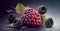 Bunch of Fresh Boysenberry Fruit on Dark Background AI Generative