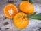 A bunch of fresh clementines freshly collected from the trees in Puglia