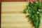 Bunch of Fresh Indian Curry Leaves / Curry Leaf on Wooden Background