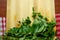 Bunch of Fresh Indian Curry Leaves / Curry Leaf on Wooden Background