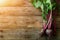 Bunch of fresh organic beetroot on wooden background. Concept of diet, raw, vegetarian meal. Farm, rustic and country