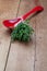 Bunch of fresh thyme and a serving spoon, on wooden table