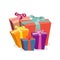 Bunch of gift boxes for merry christmas. Bright Xmas present