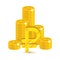 Bunch gold rubles isolated cartoon