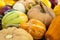 Bunch of gourds on market stall