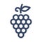 Bunch of grapes with leaves. Sweet berry simple flat icon - vector