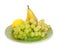 Bunch of grapes, lemon and pear