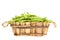 Bunch of green beans in a wooden basket