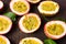 Bunch of halved passion fruit