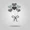 Bunch of heart balloons with a bow icon on gray gradient background