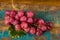 Bunch of large organic table grapes Red Globe