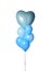 Bunch of metallic and latex blue heart and round balloons composition for birthday or valentines day party