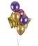 A bunch of multi-colored metallized balloons and golden stars