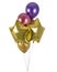 A bunch of multi-colored metallized balloons and golden stars