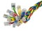 Bunch of multi coloured ethernet network cables