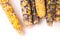 Bunch of organic dried multicolored corn on the cob ready to pop popcorn or grit