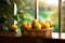 Bunch of passion fruits on the wooden table, Generative AI