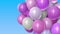A bunch of pink and white helium balloons. 3D animation