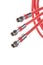 Bunch of red coaxial cables with connectors