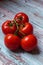 A bunch of red greenhouse tomatoes from Quebec