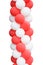 A bunch of red and white balloons in the shape of a column isolated