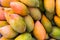 Bunch of rip organic mangoes background