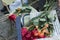 Bunch or roses with Catalan flag ribbons