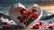 A bunch of roses in heart shape Valentine\\\'s Day theme
