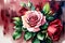 Bunch of Roses in Watercolor with Red, Maroon, Pink Background