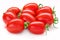 Bunch of San Marzano tomatoes. Whole plum cherry juicy tomato isolated on white. Italian fresh vegetables. Organic raw