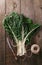 Bunch of silverbeet on a rustic wooden background