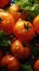 A bunch of tomatoes with water droplets on them, AI