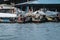 Bunch of touristic boats on a lake shore in the Peruvian Amazonia