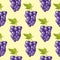 Bunch of vector grapes seamless background