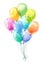 Bunch of watercolor balloons on white. various colors transparent balloons