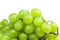 Bunch of wet green grapes over white