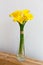 Bunch of yellow callas in the vase