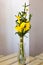 Bunch of yellow callas in the vase