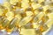Bunch of Yellow fish oil capsules, omega 3