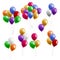 Bunches balloon. Color round flying balloons party decoration, groups of glossy rubber 3D inflated isolated spheres