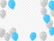 Bunches Groups Balloons White and blue Isolated on Transparent Background