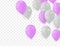 Bunches Groups Balloons White and purple Isolated on Transparent Background