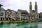 The bund of river Limmat and Grossmunster