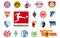 Bundesliga of Germany. Bayern Munich, Borussia Dortmund, Wolfsburg, Bayer, Freiburg, Bochum, Augsburg, Mainz, Schalke, Koln,