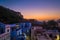 Bundi cityscape at dusk. The majestic city palace on Lake Pichola, travel destination in Rajasthan, India