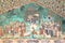 BUNDI, RAJASTHAN, INDIA - DECEMBER 08, 2017: Mural paintings at Chitrasala in Bundi Palace Garh depicting Krishna playing the fl