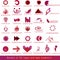 Bundle of 36 red logos and web elements